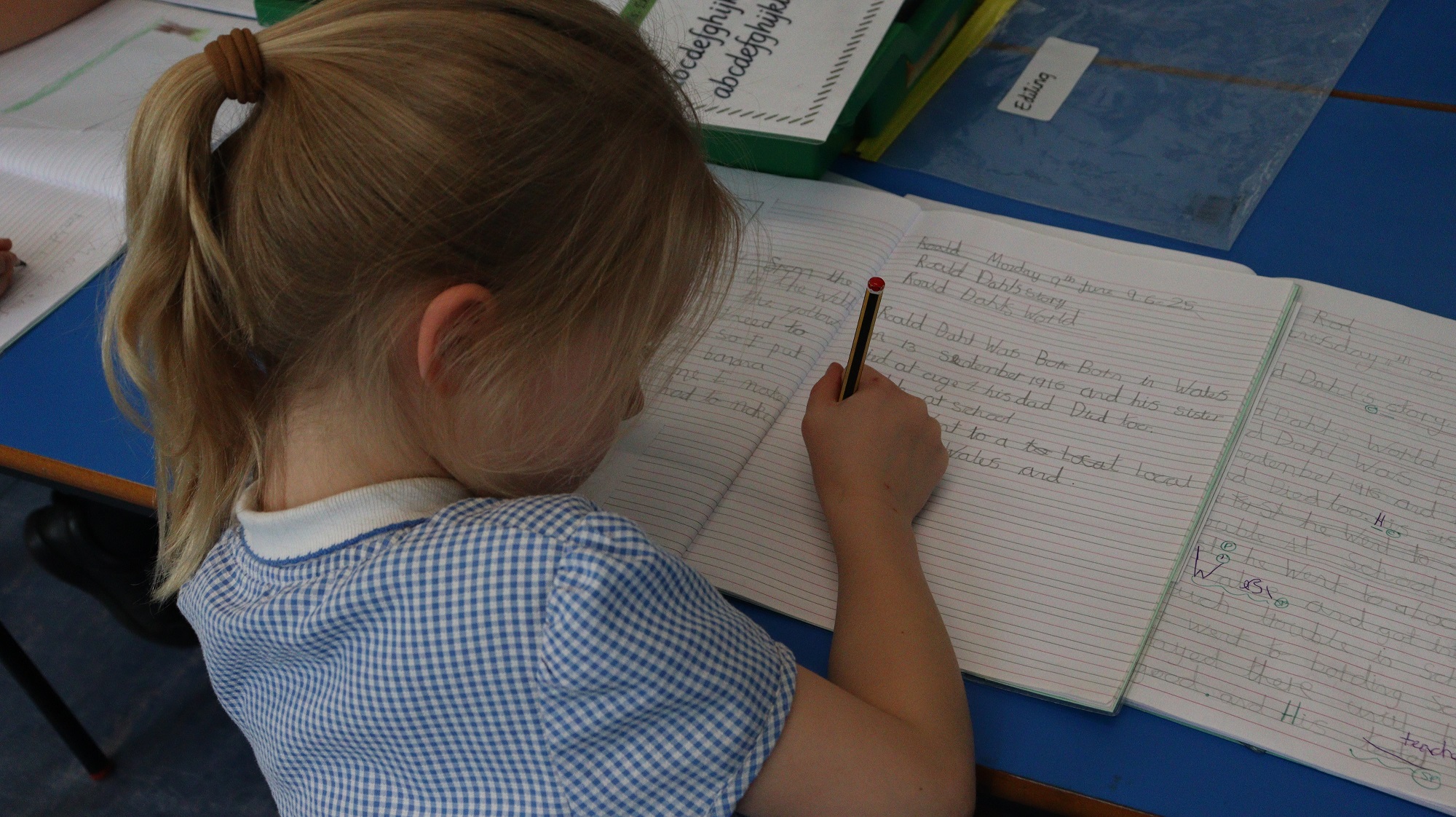 Pupil at Exning Primary School studying