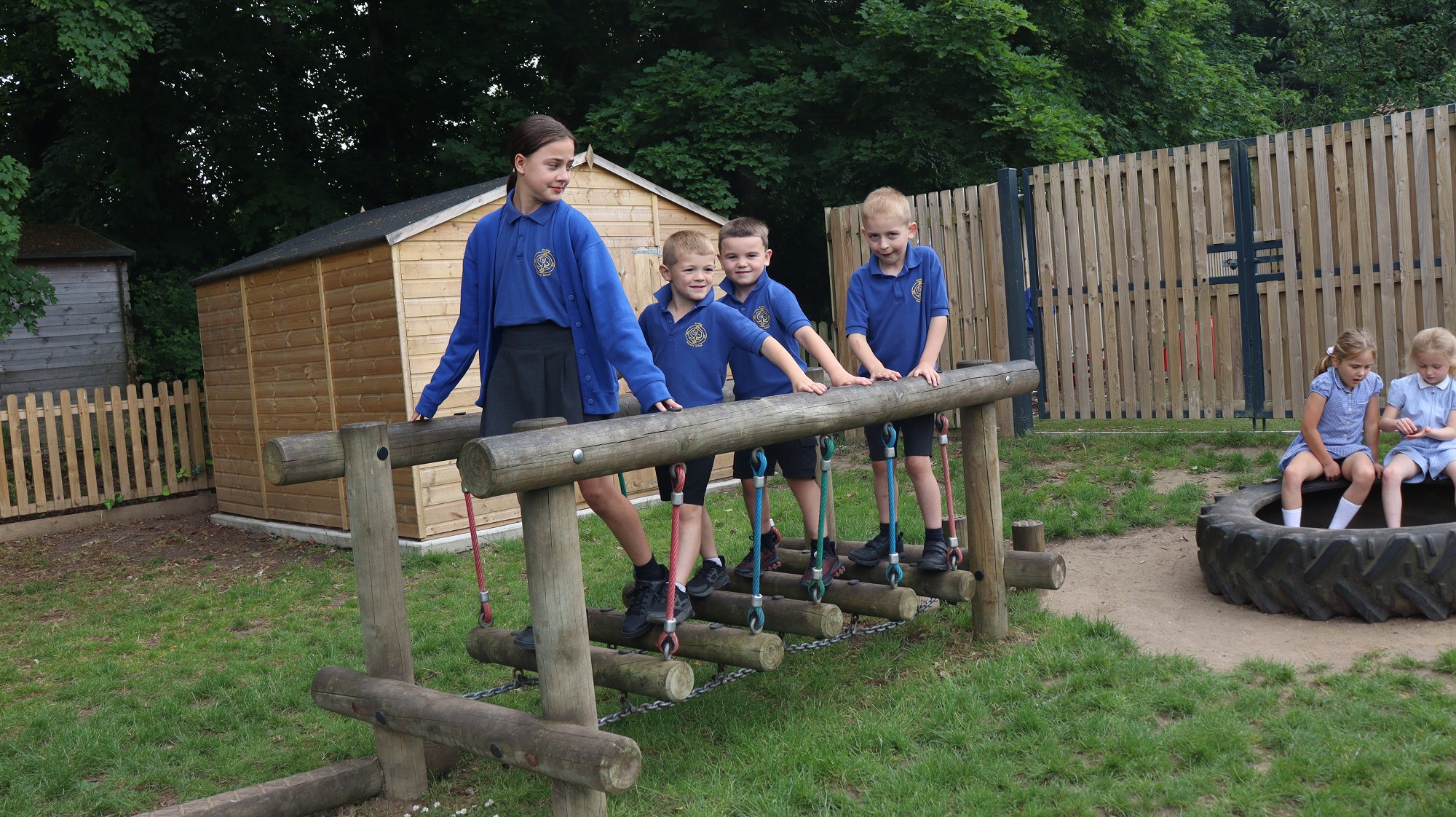 Pupils playing at Exning Primary School