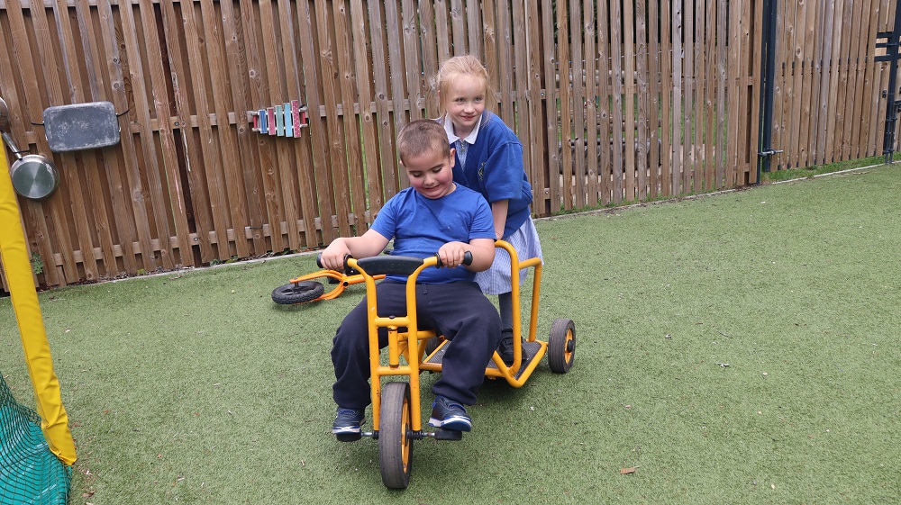 Pupils playing at Exning Primary School